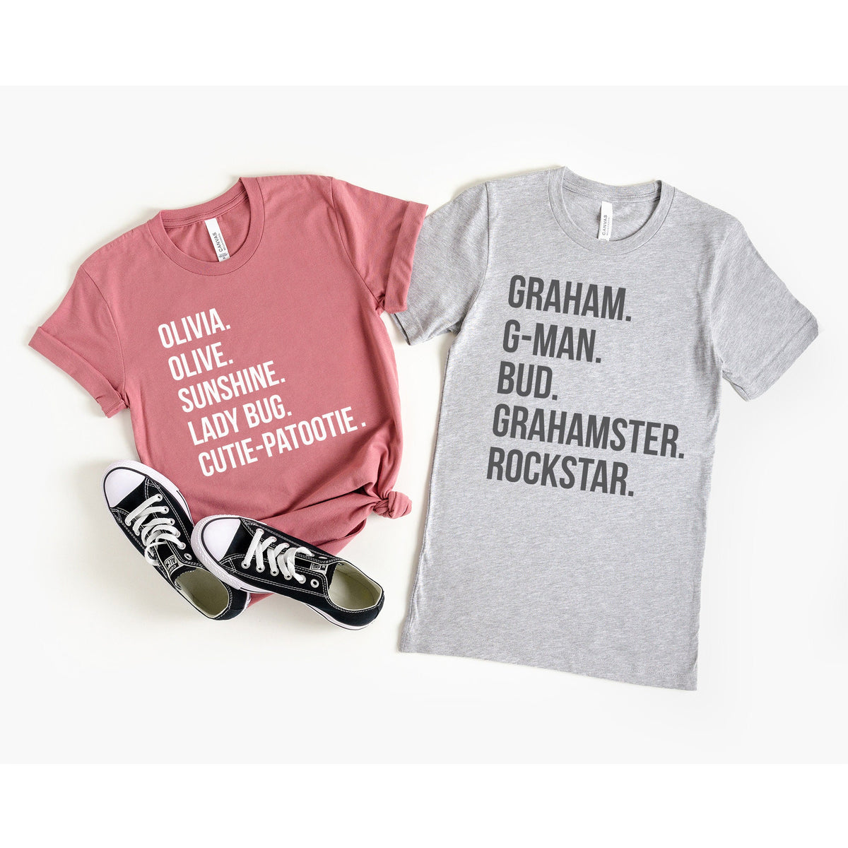 Custom Nickname Shirts - Perfect Dad and Daughter Gift -Matching Family Shirts - Assorted Colors & Sizes - Personalize Up to 6 Names!