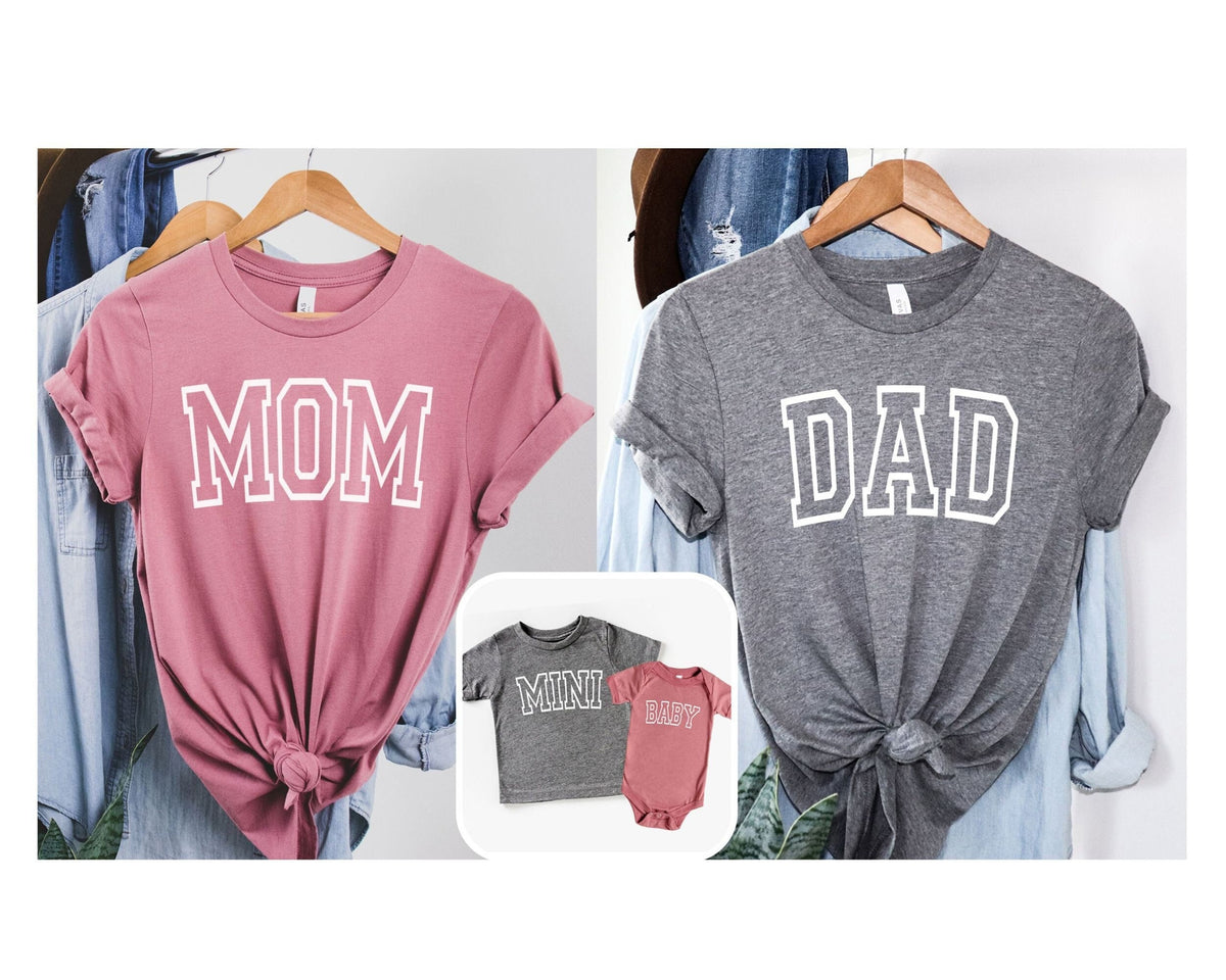 Matching Family Varsity Shirts: Mom, Dad, Baby & Mini Sibling