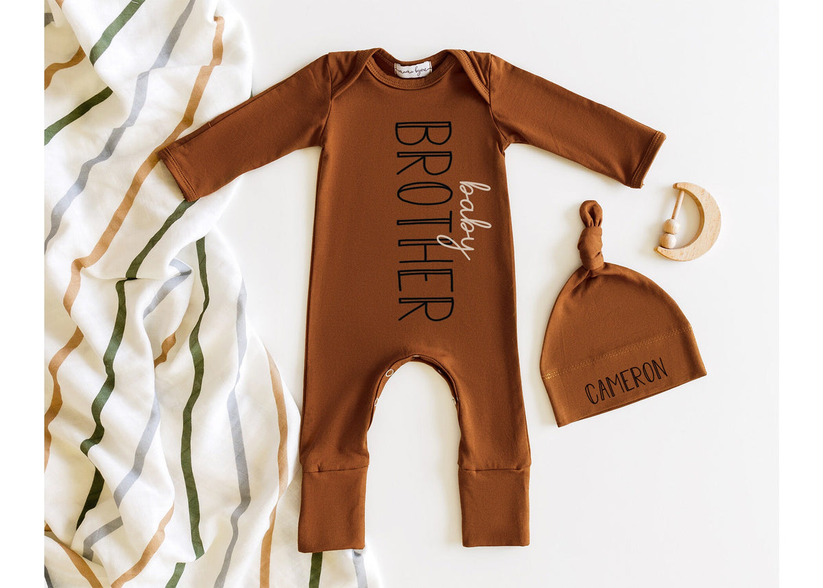 Personalized Big Brother Shirt: Sibling Tee, Rust & Black