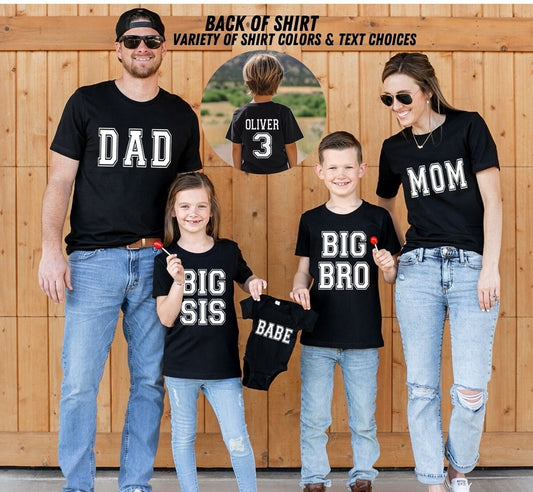 Matching Family Varsity Shirt: Mom, Dad, Siblings, Cousins