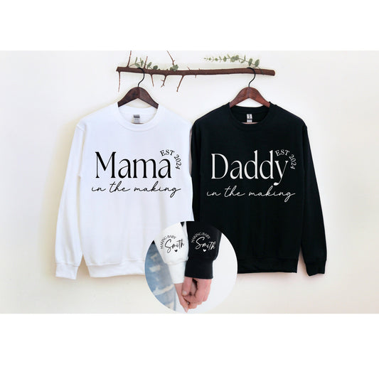 Pregnancy Announcement Sweatshirt: Personalized Mama or Daddy in the Making