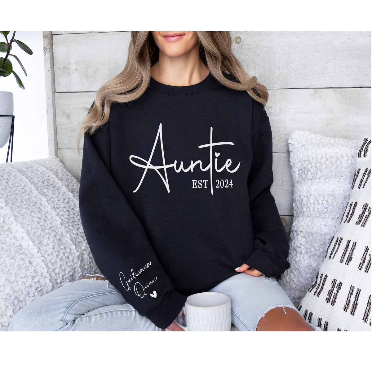 Custom Auntie Sweatshirt: Personalized Names, Aunt Gift