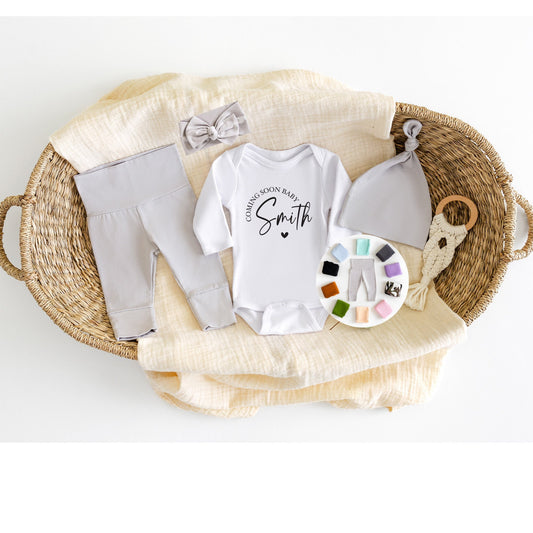 Personalized Baby Announcement Outfit: Gender Neutral Coming Home Set