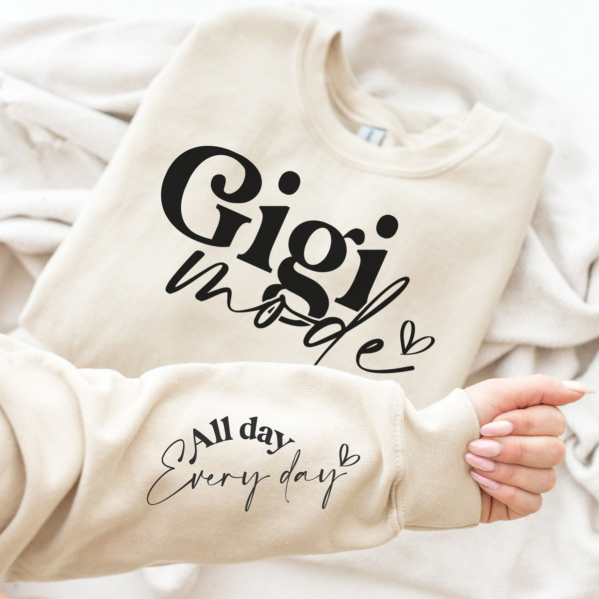 Gigi Mode Sweatshirt: Custom Sleeve Grandma Gift