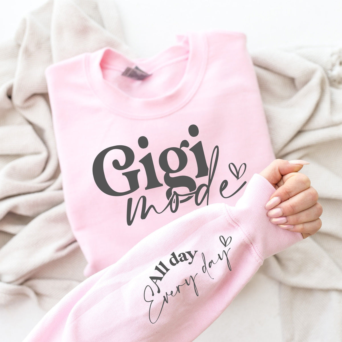Gigi Mode Sweatshirt: Custom Sleeve Grandma Gift