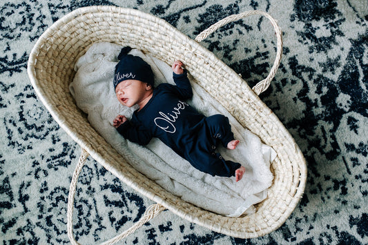Baby Boy Coming Home Outfit Personalized, Navy Baby Romper, Baby Shower Gift Boy, Baby Hospital Outfit, Sibling Announcement Clothing