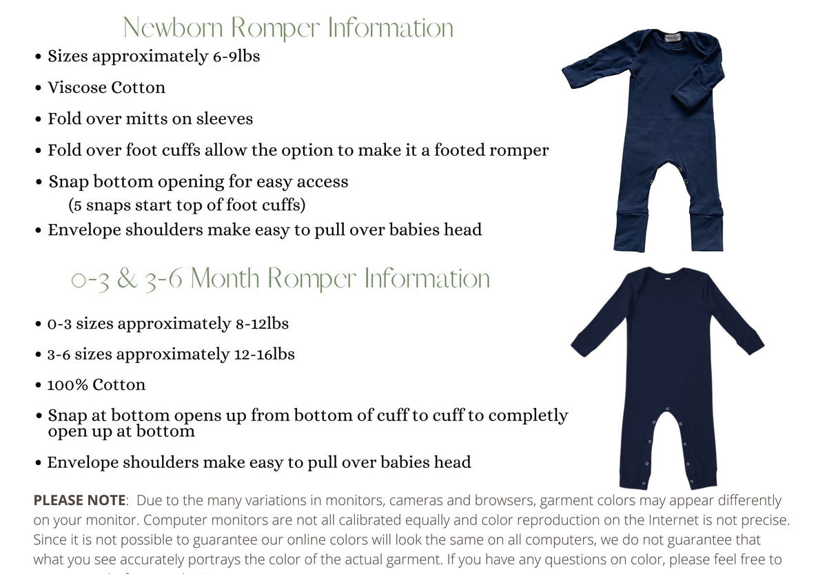 Personalized Navy Baby Romper: Newborn Coming Home Outfit