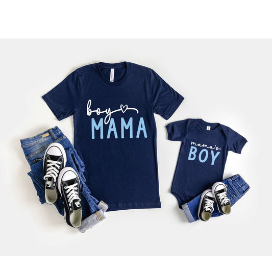 Mommy and Me Shirts Boy, Boy Mama and Mama's Boy Matching Shirts - Navy Blue Family Shirts - Unique Gift for Mom or Mothers Day Gift