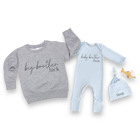 Personalized Sibling Shirts: Big Brother, Baby Romper, Matching Family Outfits