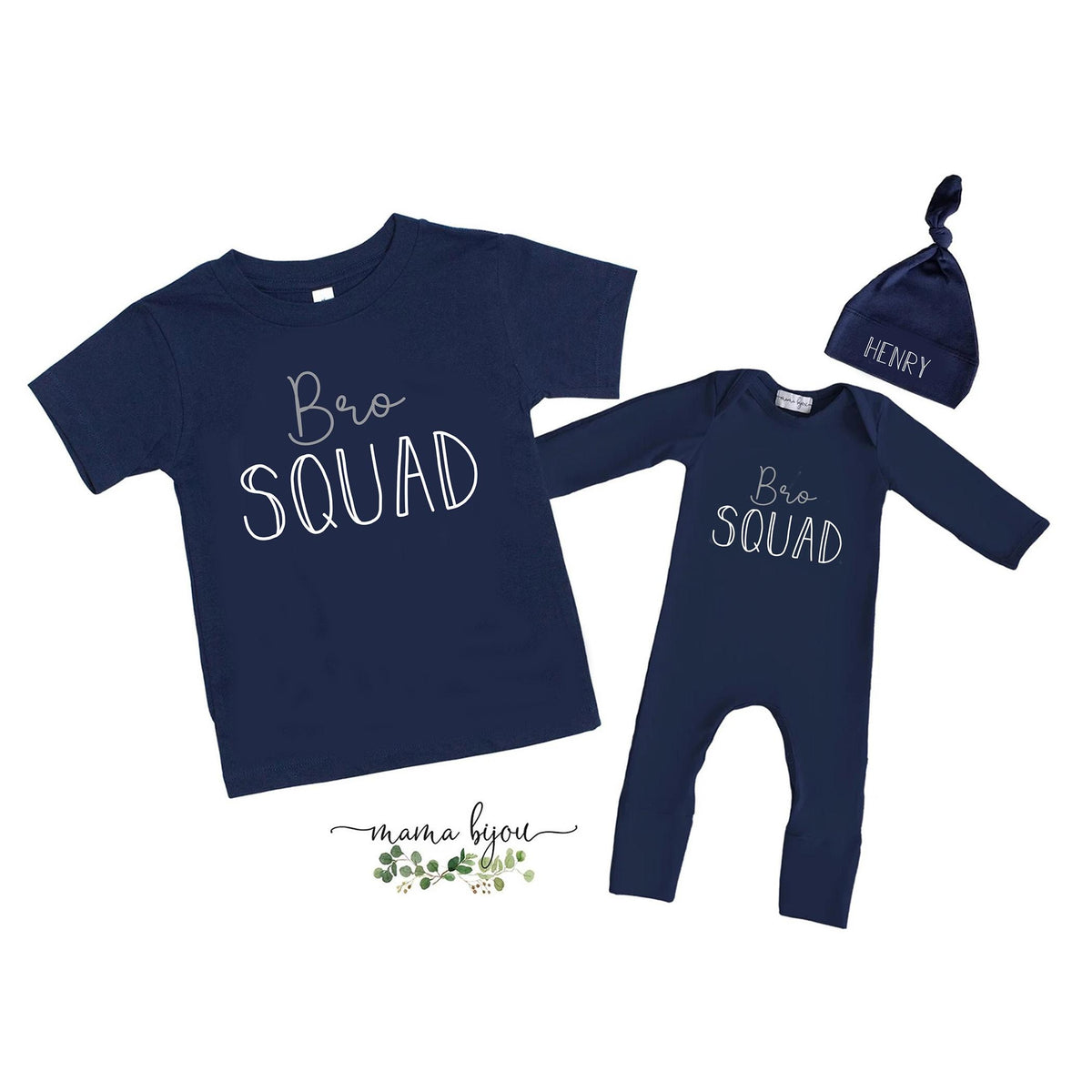 Bro Squad Matching Navy Shirts: Sibling Set, New Baby Brother Gift
