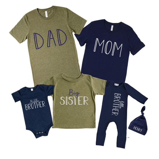 Sibling Outfit Set: Big Brother, Little Sister, Baby Announcement
