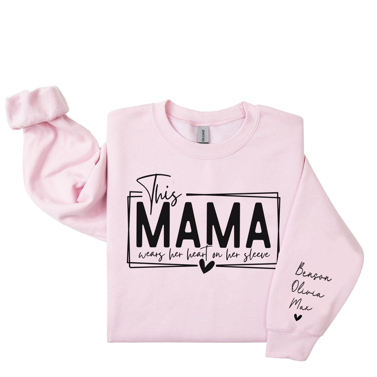 Personalized Sleeve Mom, Dad, Grandma, Grandpa, Auntie Sweatshirt - Perfect Gift For Mothers Day or Fathers Day - Variety of Colors