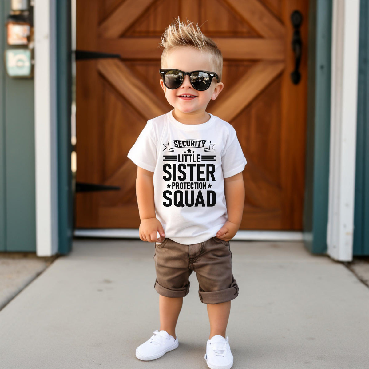Big Brother Shirt, Little Sister Protection Squad Tee Shirt or Sweatshirt - Baby, Toddler and Youth Sizes in Variety of Colors