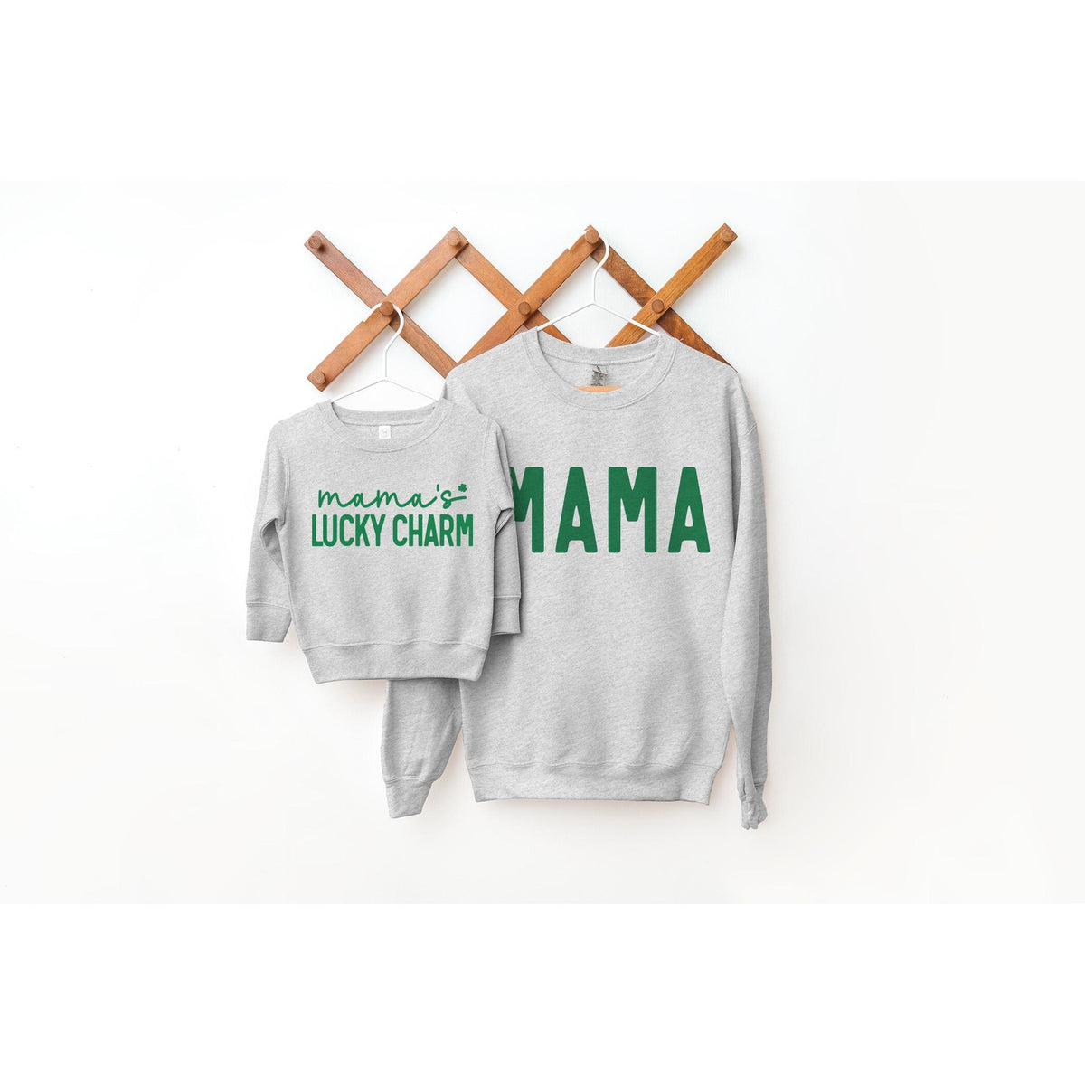 St Patrick's Day Mommy and Me Shirts - Mom & Daughter or Son Shirts, Mama's Lucky Charm - Variety Colors Sizes Tee, Sweatshirt or Bodysuit