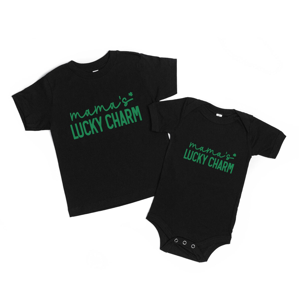 St Patrick's Day Mommy and Me Shirts - Mom & Daughter or Son Shirts, Mama's Lucky Charm - Variety Colors Sizes Tee, Sweatshirt or Bodysuit
