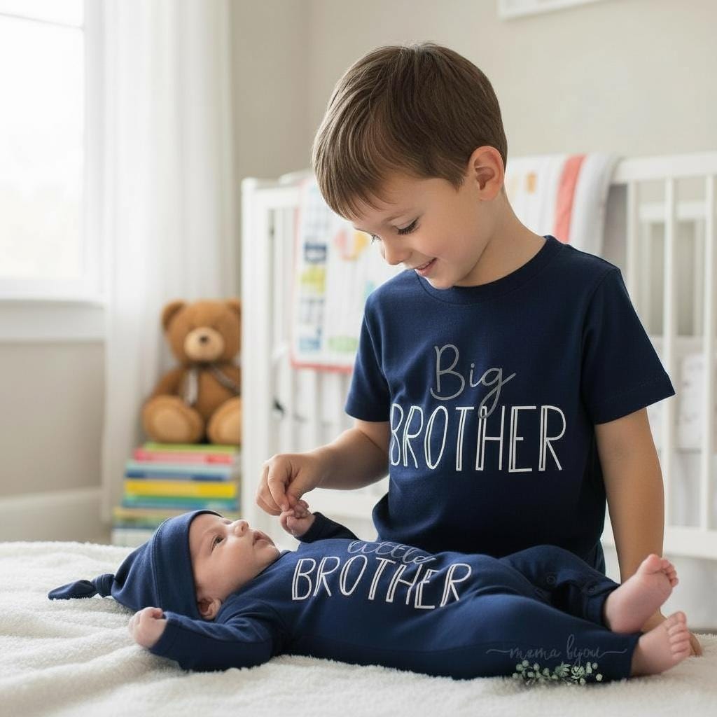 Little Brother Shirt, Newborn Coming Home Outfit, Big Little Sibling Mom Dad Family Outfits, On Sweatshirt, Tee Shirt, Romper Knotted Gown