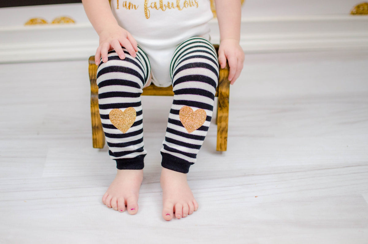 Baby Girl Outfit: "I Woke Up Like This" Bodysuit, Gold Sequin Headband & Leg Warmers
