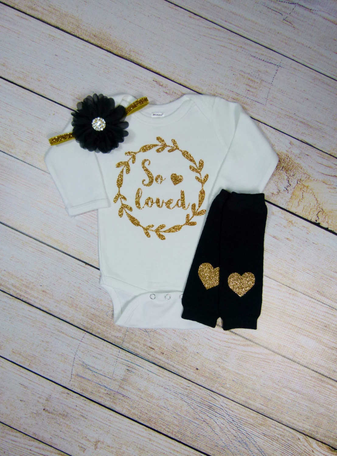 Personalized Baby Girl Beanie: Gold Glitter Name, White Infant Hat