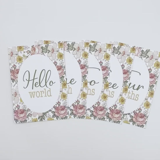 Hibiscus Floral Baby Milestone Cards: Newborn Photo Props
