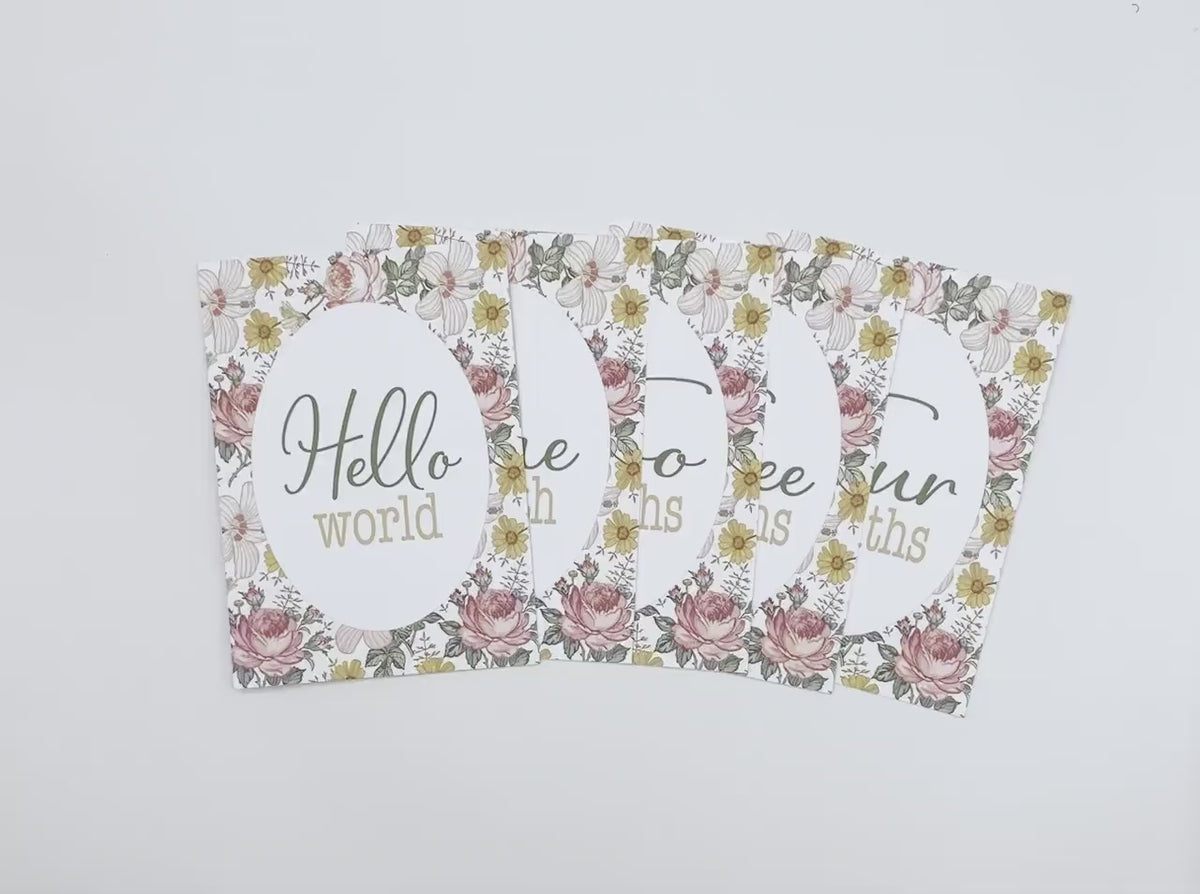 Hibiscus Floral Baby Milestone Cards: Newborn Photo Props
